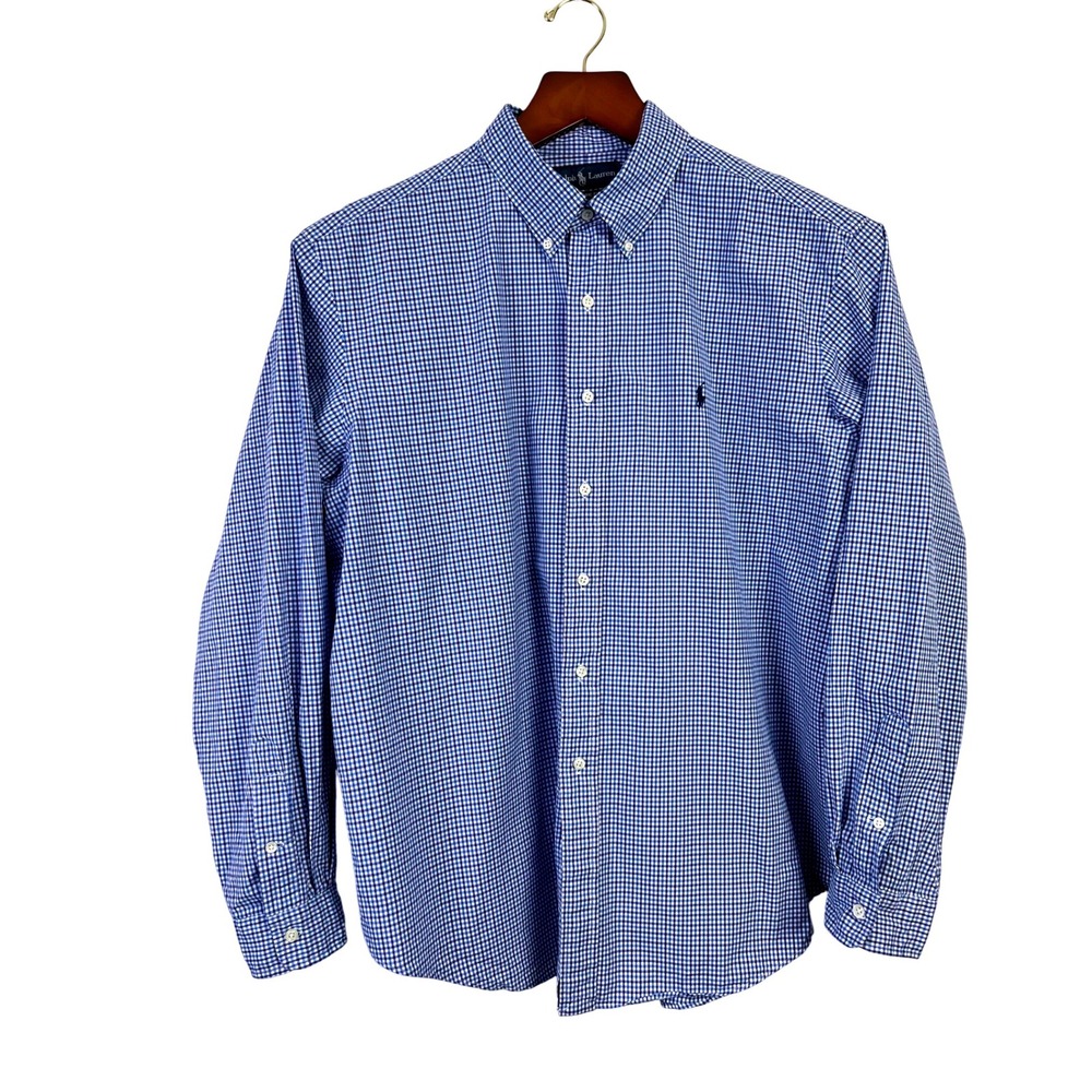 Ralph Lauren Classic Fit XXL Preppy Blue Gingham Check Button Long Sleeve Shirt
